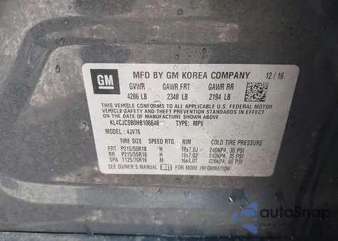 2017 Buick Encore Essence from USA, damaged, VIN KL4CJCSB0HB106646